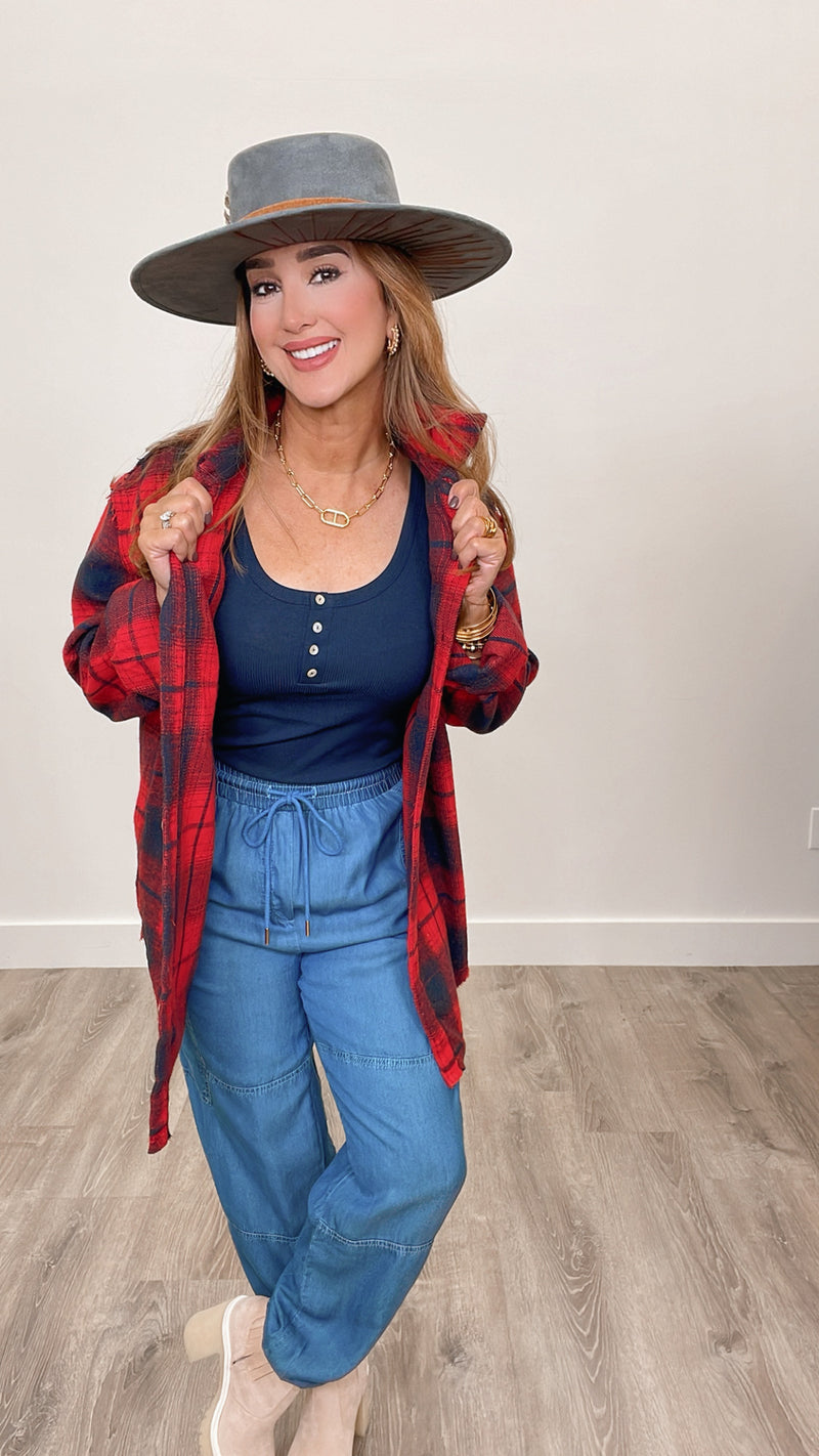 Jane Navy Ribbed Tank