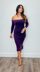 Irina Knit Dress Eggplant - PRINZZESA BOUTIQUE