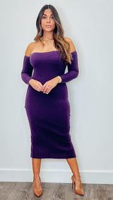 Irina Knit Dress Eggplant - PRINZZESA BOUTIQUE