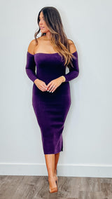 Irina Knit Dress Eggplant - PRINZZESA BOUTIQUE