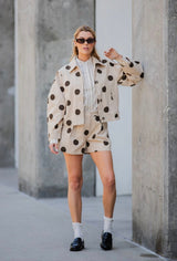 Polka Dot Collar Neck Jacket