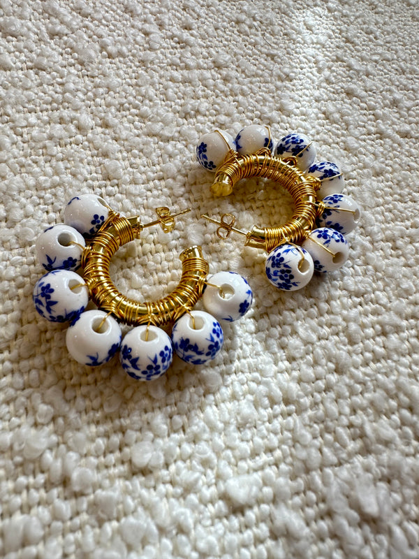Azzurra Blue Floral Hoop Earrings