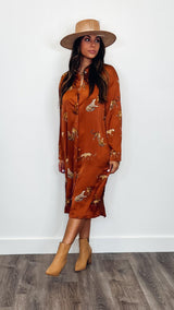 Fall Tiger Dress Brown - PRINZZESA BOUTIQUE