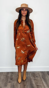 Fall Tiger Dress Brown - PRINZZESA BOUTIQUE
