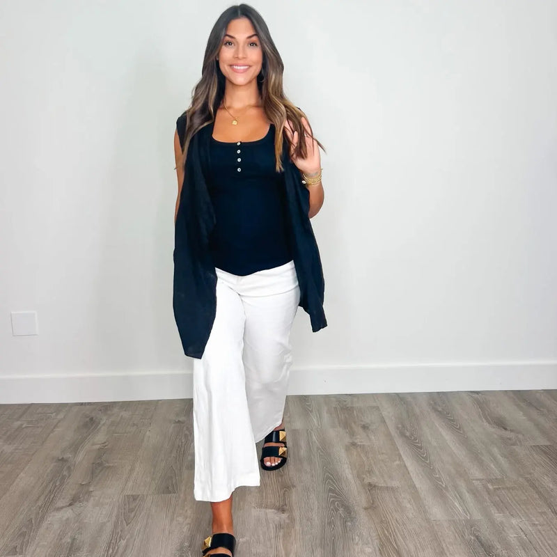 Jane Black Ribbed Tank - PRINZZESA BOUTIQUE