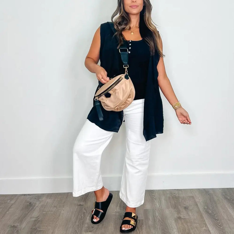 Jane Black Ribbed Tank - PRINZZESA BOUTIQUE
