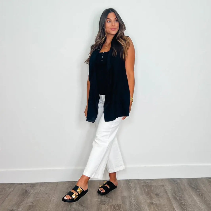 Jane Black Ribbed Tank - PRINZZESA BOUTIQUE