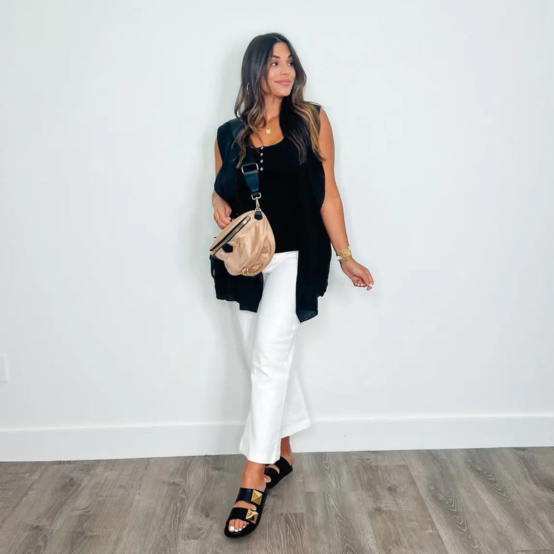 Jane Black Ribbed Tank - PRINZZESA BOUTIQUE