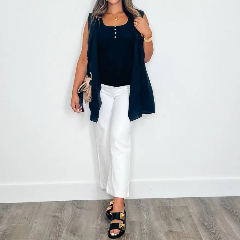 Jane Black Ribbed Tank - PRINZZESA BOUTIQUE