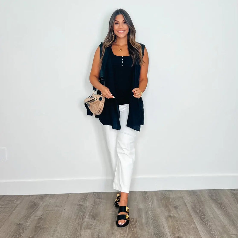 Jane Black Ribbed Tank - PRINZZESA BOUTIQUE