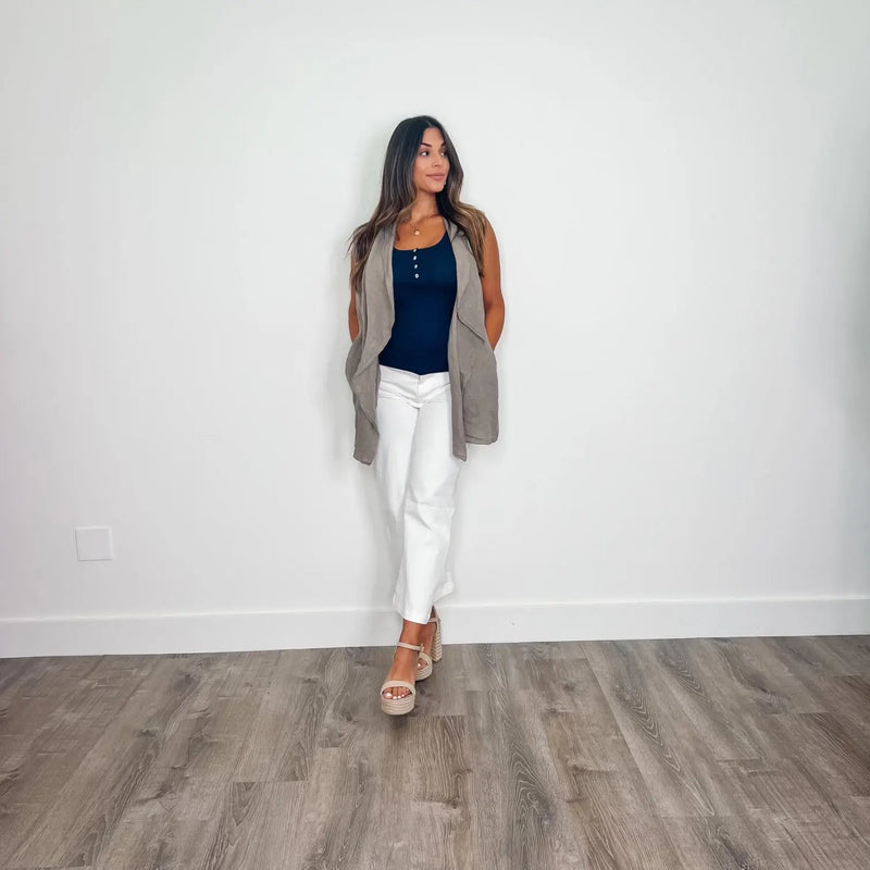 Jane Navy Ribbed Tank - PRINZZESA BOUTIQUE