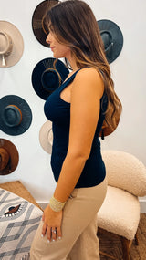 Jane Navy Ribbed Tank - PRINZZESA BOUTIQUE