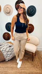Jane Navy Ribbed Tank - PRINZZESA BOUTIQUE