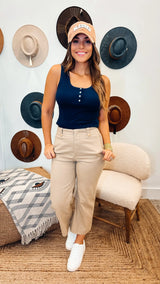 Jane Navy Ribbed Tank - PRINZZESA BOUTIQUE
