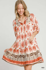 Pascalina Red Print Dress - PRINZZESA BOUTIQUE