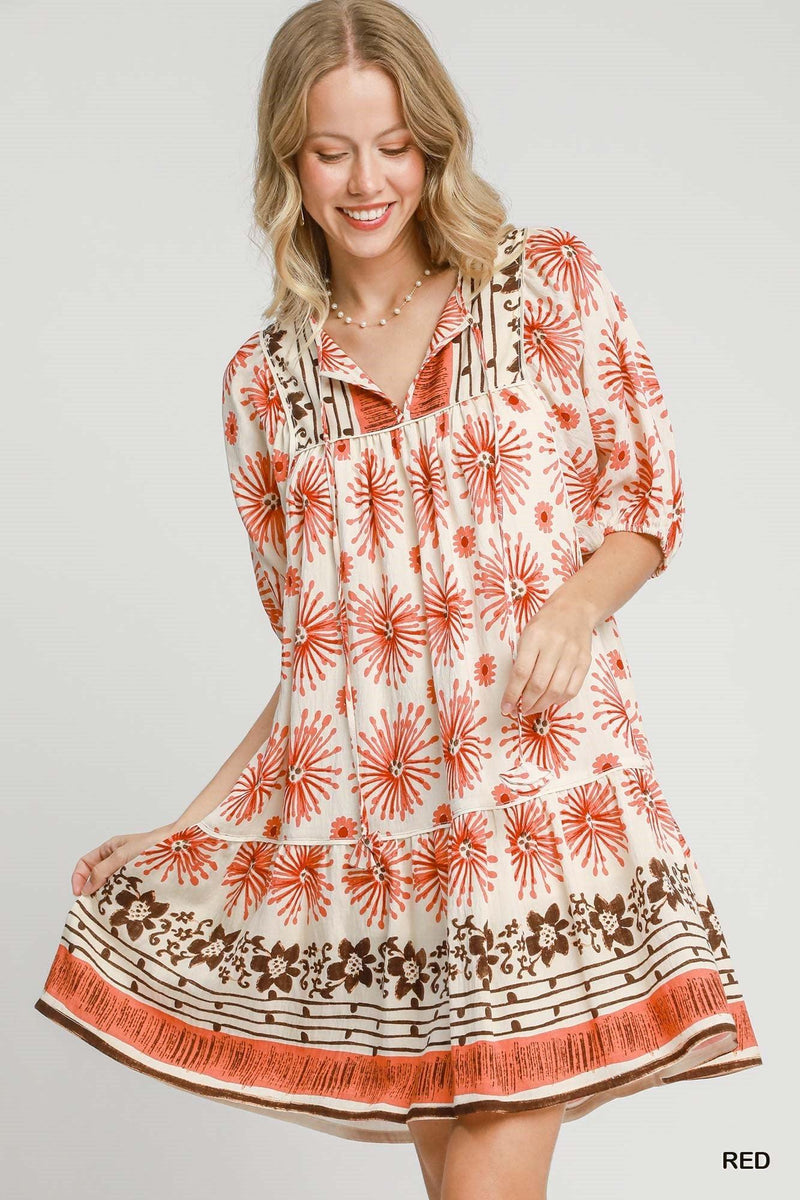 Pascalina Red Print Dress - PRINZZESA BOUTIQUE