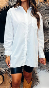 Keep Calm White Button Down - PRINZZESA BOUTIQUE