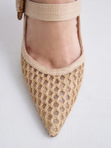 Nude Netted Mule Heels