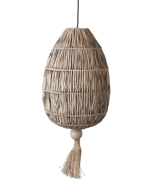 Large Hand Woven Rattan Pendant With Tassel - PRINZZESA BOUTIQUE