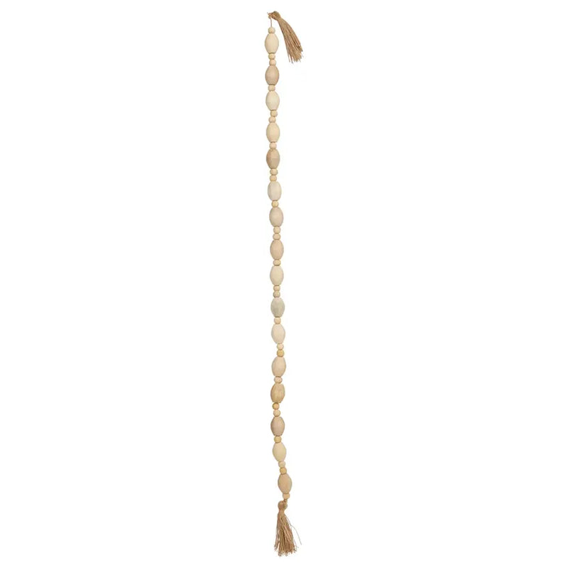 Mango Wood Bead Garland With Jute Tassels - PRINZZESA BOUTIQUE