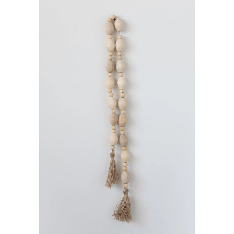 Mango Wood Bead Garland With Jute Tassels - PRINZZESA BOUTIQUE