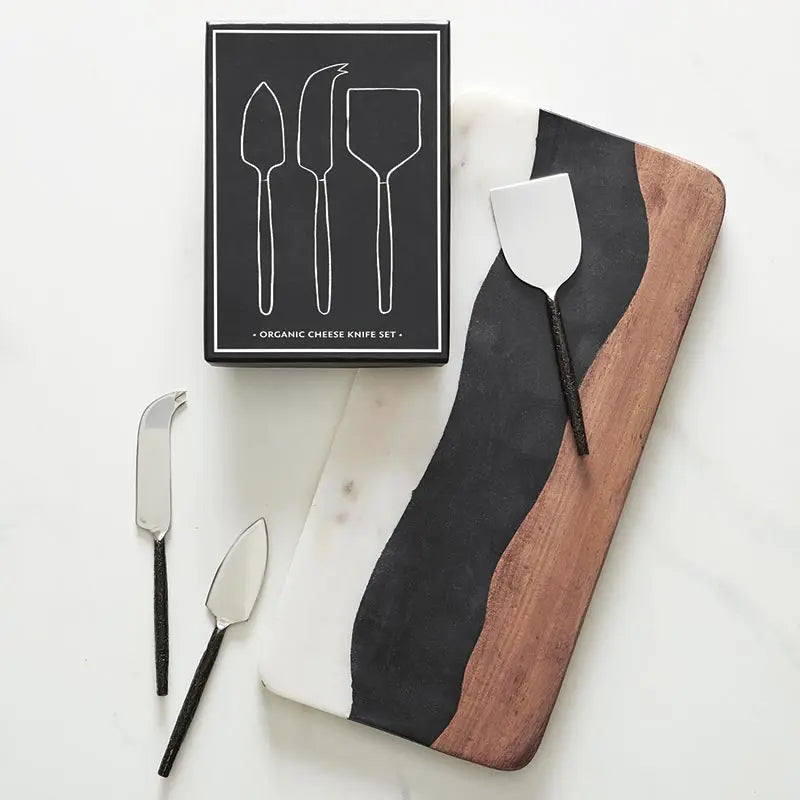 Matte Black 3 Piece Organic Cheese Knife Set - PRINZZESA BOUTIQUE
