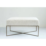 Metal and Woven Damask Upholstered Ottoman - PRINZZESA BOUTIQUE