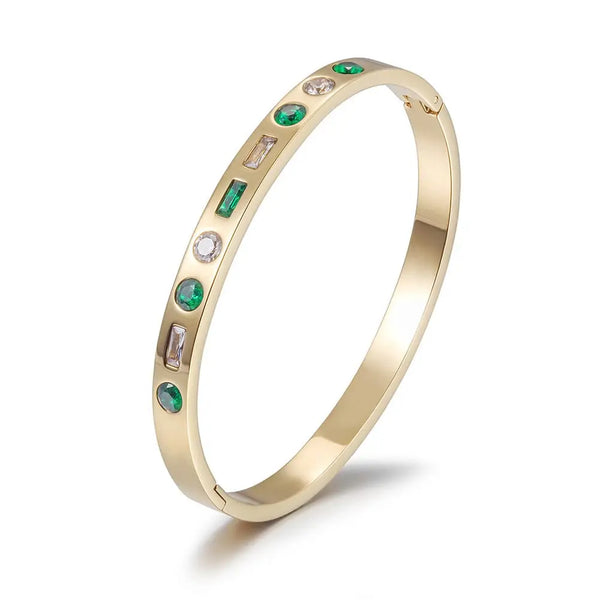 Morse Green Gold Bangle - PRINZZESA BOUTIQUE