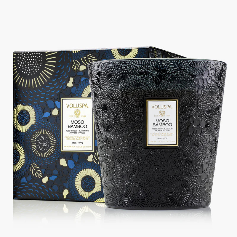 Moso Bamboo 3 Wick Hearth Candle