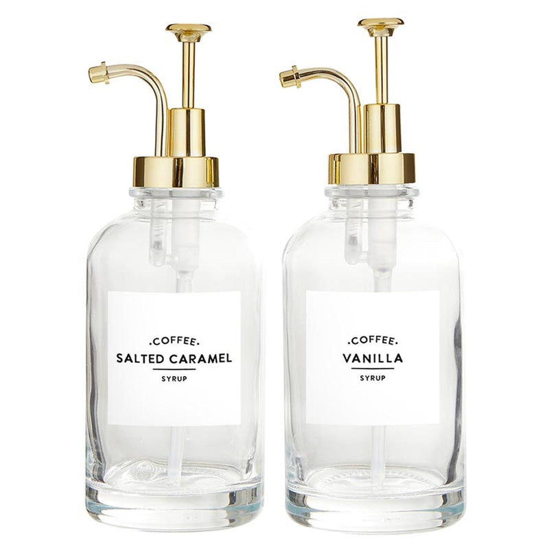 Glass Coffee Syrup Dispenser Set of 2 - PRINZZESA BOUTIQUE