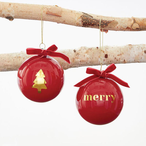 Red Merry Glass Ball Ornaments - PRINZZESA BOUTIQUE