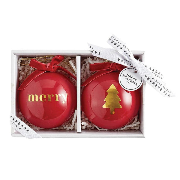 Red Merry Glass Ball Ornaments - PRINZZESA BOUTIQUE