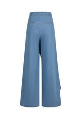 Nathalie Denim Overlay Pants With Button Accents