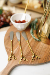 Reindeer Stainless Steel and Brass Canape Knives, Set of 4 - PRINZZESA BOUTIQUE