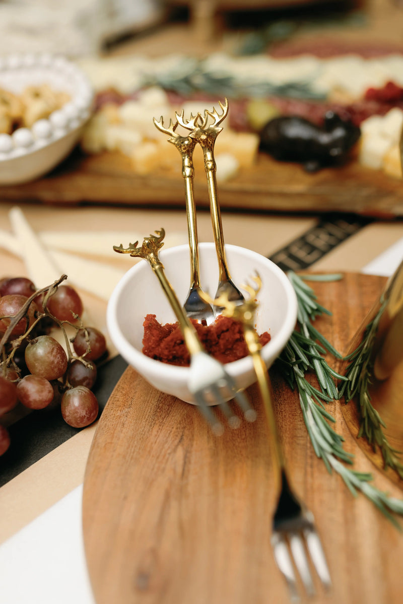 Reindeer Stainless Steel and Brass Forks, Set of 4 - PRINZZESA BOUTIQUE