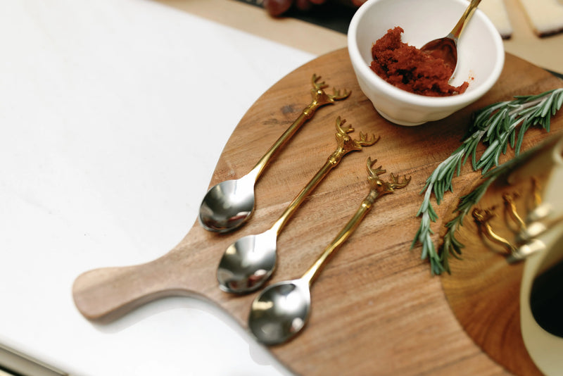 Reindeer Stainless Steel and Brass Spoons, Set of 4 - PRINZZESA BOUTIQUE