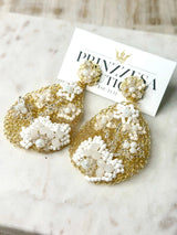Riviera Maya Nudes Multicolored Embroidered Teardrop Earrings - PRINZZESA BOUTIQUE