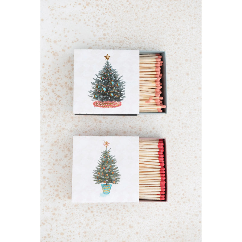Square Safety Matches in Matchbox with Christmas Trees - PRINZZESA BOUTIQUE