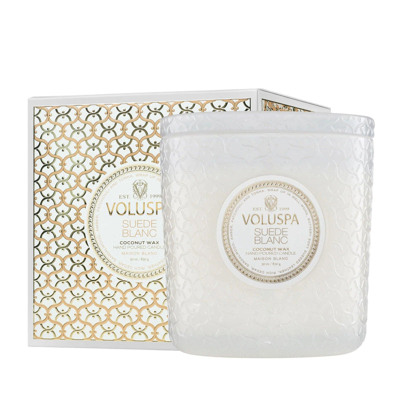 Suede Blanc Boxed Luxe Candle 30oz - PRINZZESA BOUTIQUE