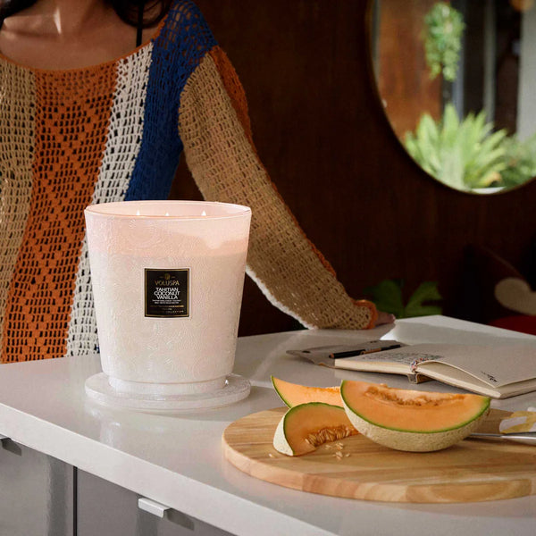 ◆タチカワ◆バーチカル◆W420×H193◆O-2512BL5◆ Tahitian Coconut Vanilla 5 Wick Hearth Candle