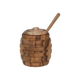 Teakwood Honey Jar with Wood Honey Dipper - PRINZZESA BOUTIQUE