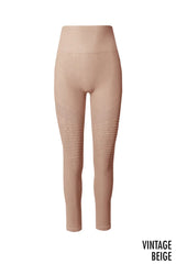 Vintage High Waisted Motto Leggings in Beige - PRINZZESA BOUTIQUE