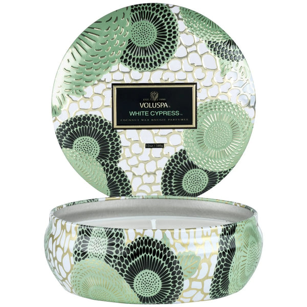 White Cypress 3 Wick Tin Candle - PRINZZESA BOUTIQUE