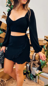With It Black Wrap Skirt - PRINZZESA BOUTIQUE