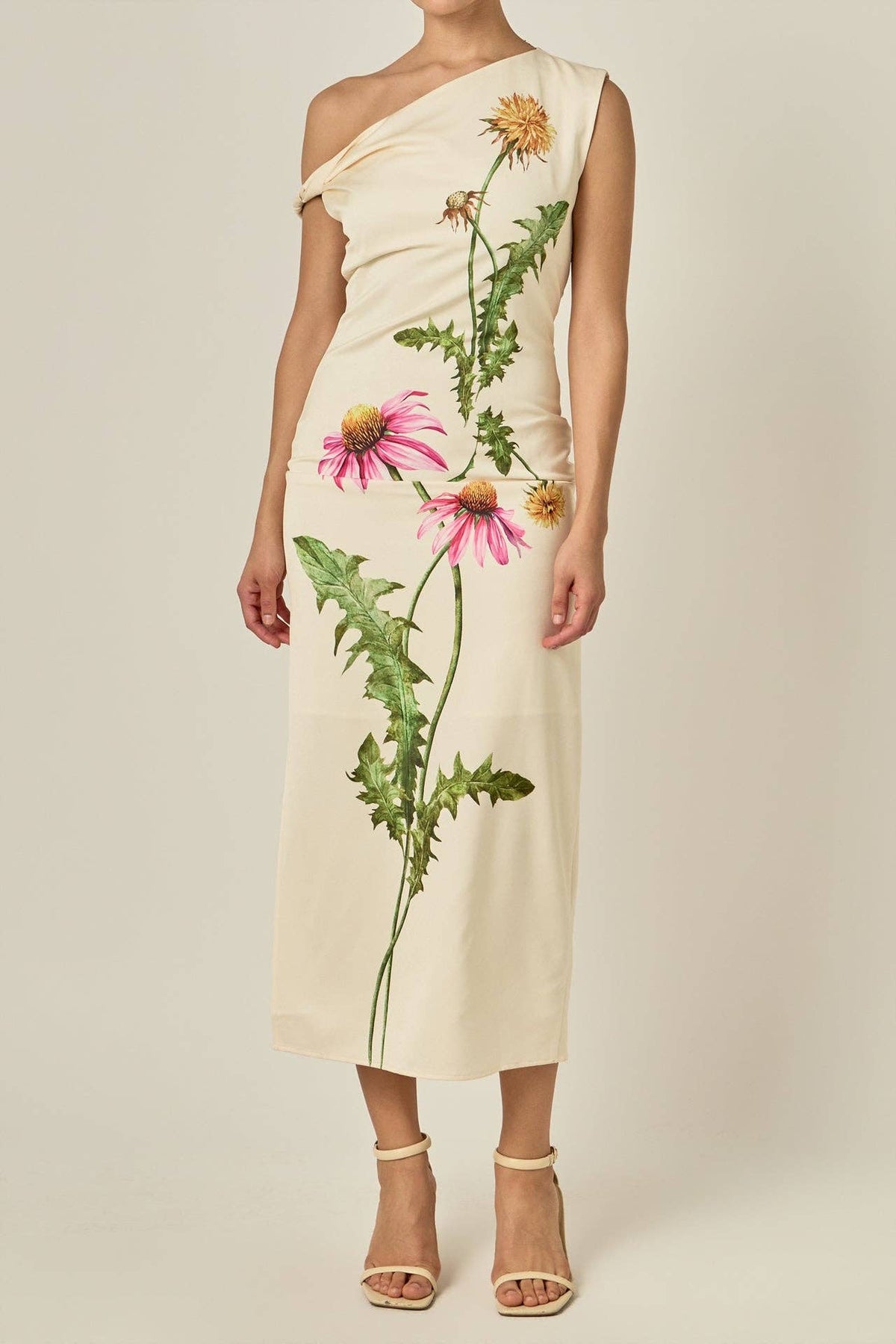 Endless Rose Women's One Shoulder Flower Detail Maxi Dress