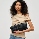 Ada Top Handle Woven East West Clutch Crossbody Black - PRINZZESA BOUTIQUE