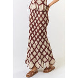 White Lotus Brown Cream Maxi Skirt - PRINZZESA BOUTIQUE