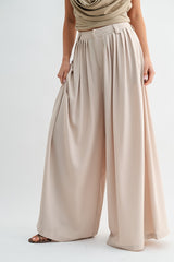 Beige Tailored Flow Wide Leg Pants