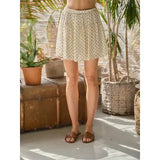 Polka Dot Elastic Waist Skort Cream