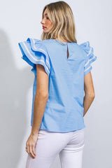 Ruffled Kasey Top Blue